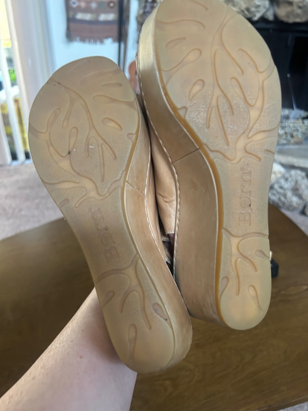 BORN Leather Wedge Slingback Sandals - Picture 5 of 8